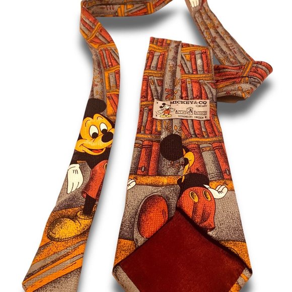 Disney Mickey Mouse Vintage Silk Neck Tie. Made In Italy! PURE SILK! Rare! - Picture 5 of 10